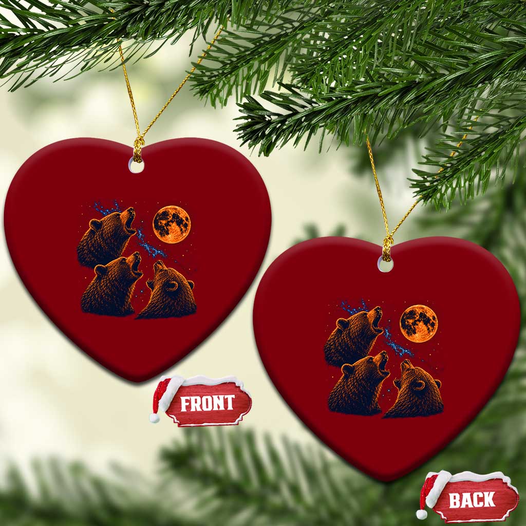 3 Bears Howling at The Moon BF Ceramic Ornament for Sports Fan Retro 90s Graphic