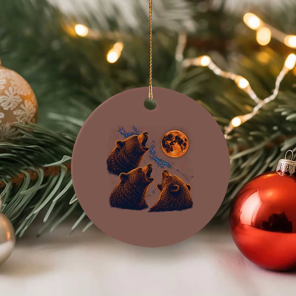 3 Bears Howling at The Moon BF Ceramic Ornament for Sports Fan Retro 90s Graphic