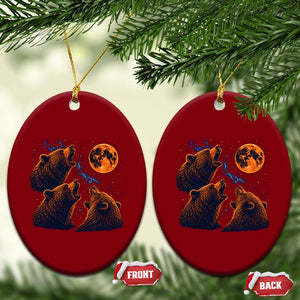 3 Bears Howling at The Moon BF Ceramic Ornament for Sports Fan Retro 90s Graphic