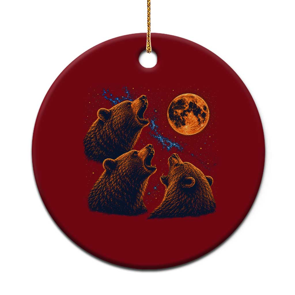 3 Bears Howling at The Moon BF Ceramic Ornament for Sports Fan Retro 90s Graphic
