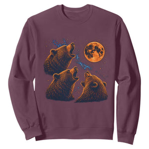 3 Bears Howling at The Moon BF Sweatshirt for Sports Fan Retro 90s Graphic