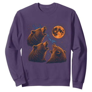 3 Bears Howling at The Moon BF Sweatshirt for Sports Fan Retro 90s Graphic