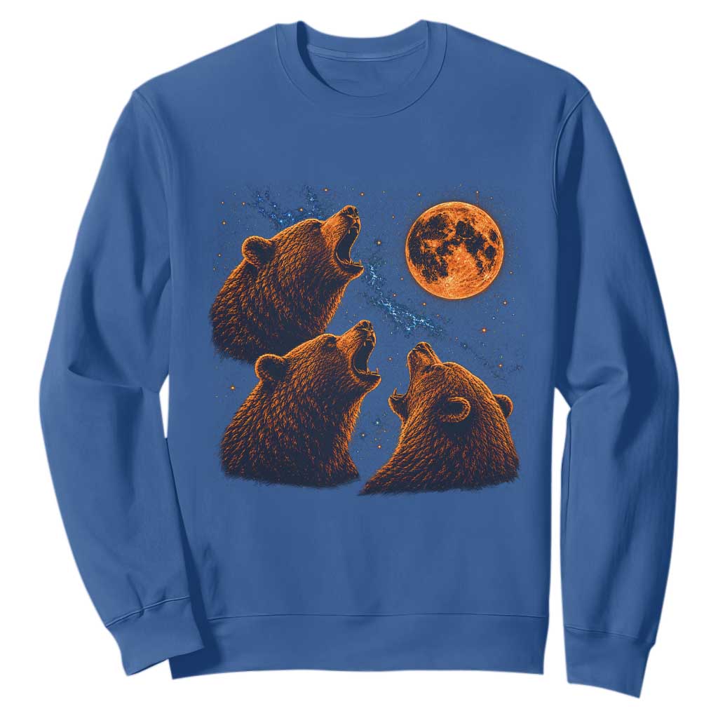 3 Bears Howling at The Moon BF Sweatshirt for Sports Fan Retro 90s Graphic