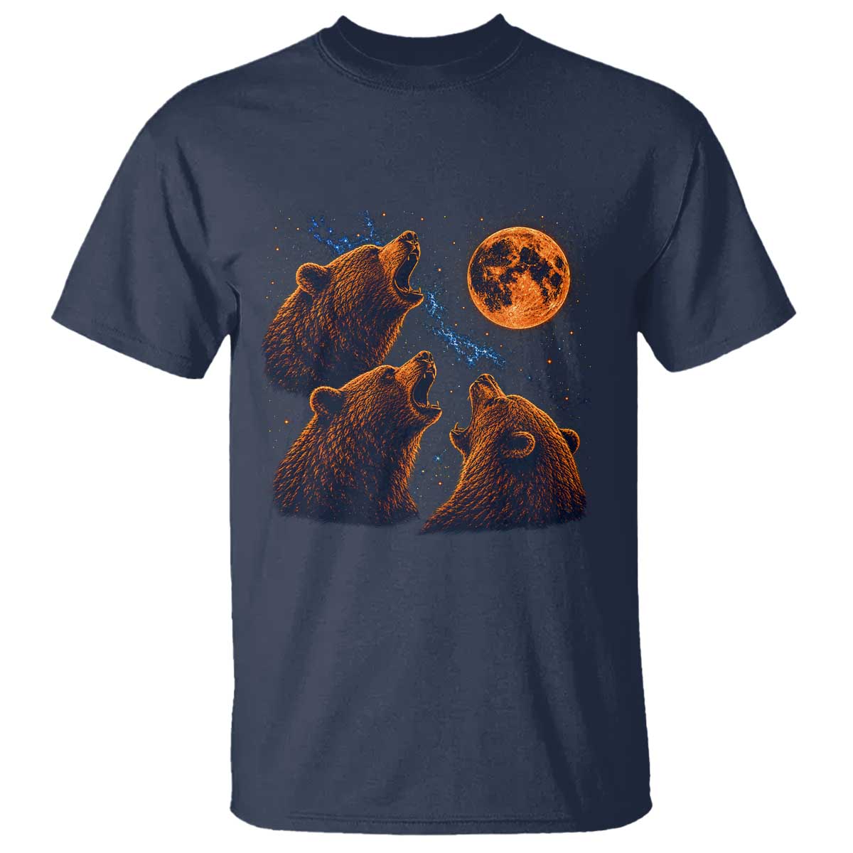 3 Bears Howling at The Moon BF T Shirt for Sports Fan Retro 90s Graphic