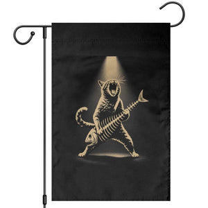 Rocker Cat Playing Fishbone Guitar Heavy Metal Musician Graphic Garden Flag