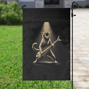 Rocker Cat Playing Fishbone Guitar Heavy Metal Musician Graphic Garden Flag