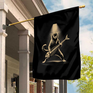 Rocker Cat Playing Fishbone Guitar Heavy Metal Musician Graphic Garden Flag