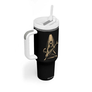 Rocker Cat Playing Fishbone Guitar Heavy Metal Musician Graphic Tumbler With Handle