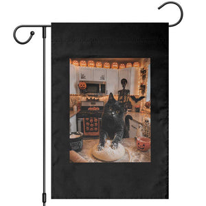 Black Cat Making Biscuits Garden Flag Spooky Halloween Kitchen Flour Kneading Graphic