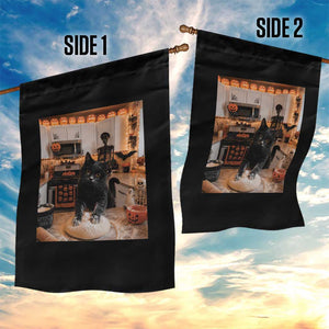 Black Cat Making Biscuits Garden Flag Spooky Halloween Kitchen Flour Kneading Graphic