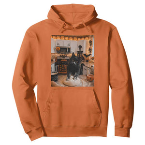 Black Cat Making Biscuits Hoodie Spooky Halloween Kitchen Flour Kneading Graphic