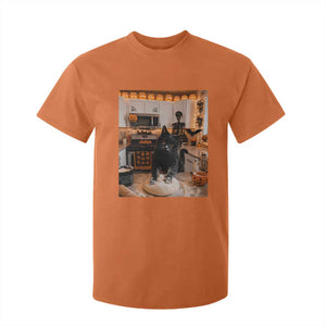 Black Cat Making Biscuits T Shirt For Kid Spooky Halloween Kitchen Flour Kneading Graphic