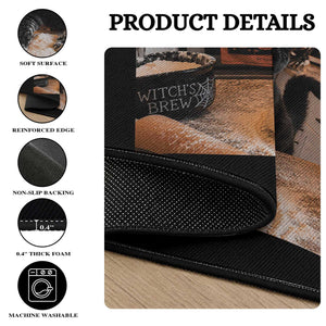 Black Cat Making Biscuits Round Rug Spooky Halloween Kitchen Flour Kneading Graphic