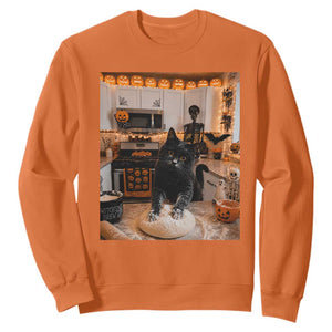 Black Cat Making Biscuits Sweatshirt Spooky Halloween Kitchen Flour Kneading Graphic