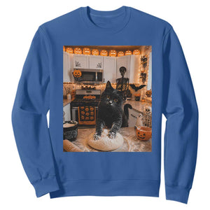 Black Cat Making Biscuits Sweatshirt Spooky Halloween Kitchen Flour Kneading Graphic
