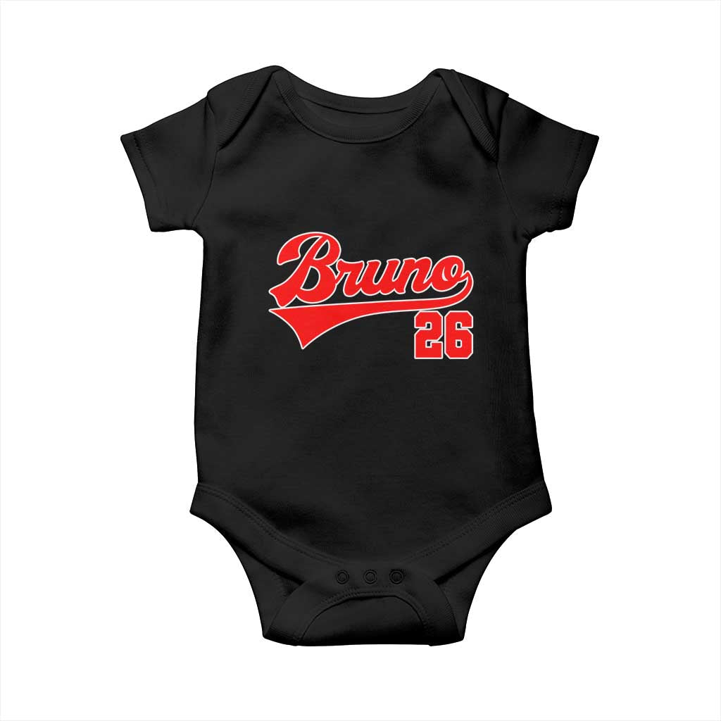 Vintage Bruno Name Classic Gifts Baby Onesie Retro Script Athletic Number Aesthetic