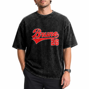 Vintage Bruno Name Classic Gifts Washed Cotton T-Shirt Retro Script Athletic Number Aesthetic