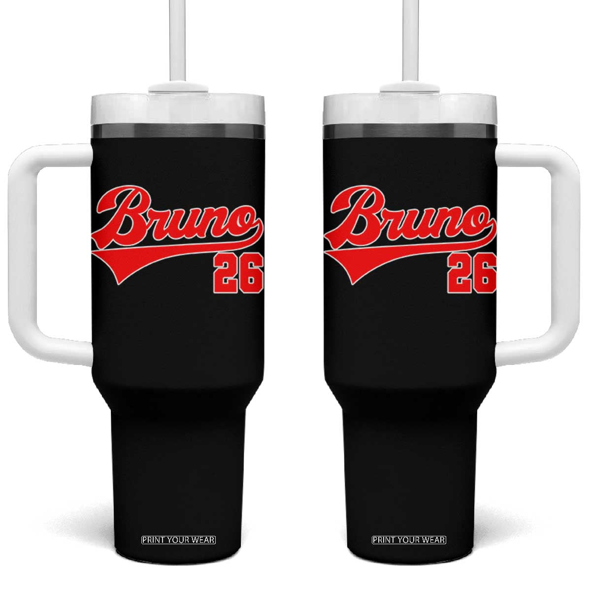 Vintage Bruno Name Classic Gifts Tumbler With Handle Retro Script Athletic Number Aesthetic