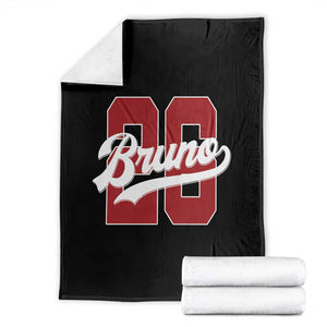 Retro Bruno Baseball Script Throw Blanket Vintage Athletic Varsity Number Graphic