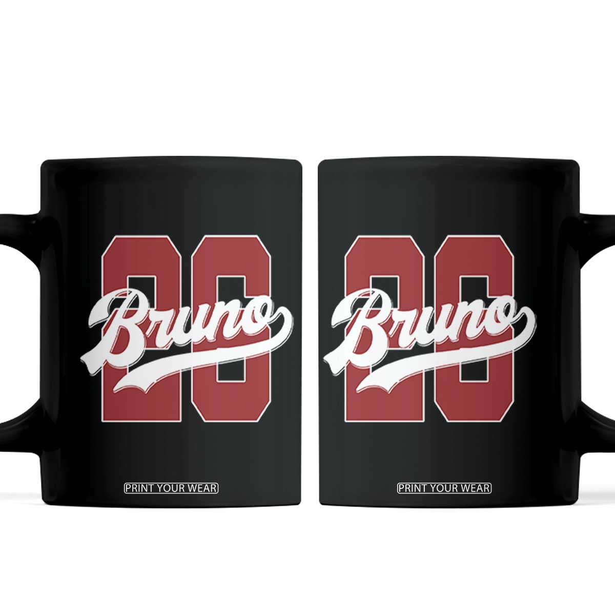 Retro Bruno Baseball Script Coffee Mug Vintage Athletic Varsity Number Graphic
