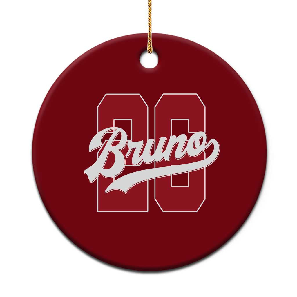 Retro Bruno Baseball Script Ceramic Ornament Vintage Athletic Varsity Number Graphic