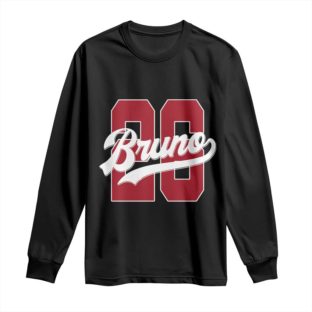 Retro Bruno Baseball Script Long Sleeve Shirt Vintage Athletic Varsity Number Graphic
