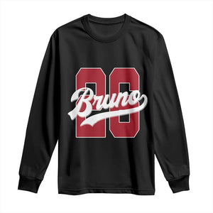 Retro Bruno Baseball Script Long Sleeve Shirt Vintage Athletic Varsity Number Graphic