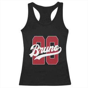 Retro Bruno Baseball Script Racerback Tank Top Vintage Athletic Varsity Number Graphic