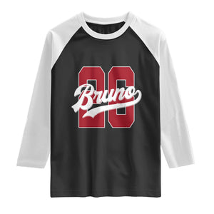 Retro Bruno Baseball Script Raglan Shirt Vintage Athletic Varsity Number Graphic