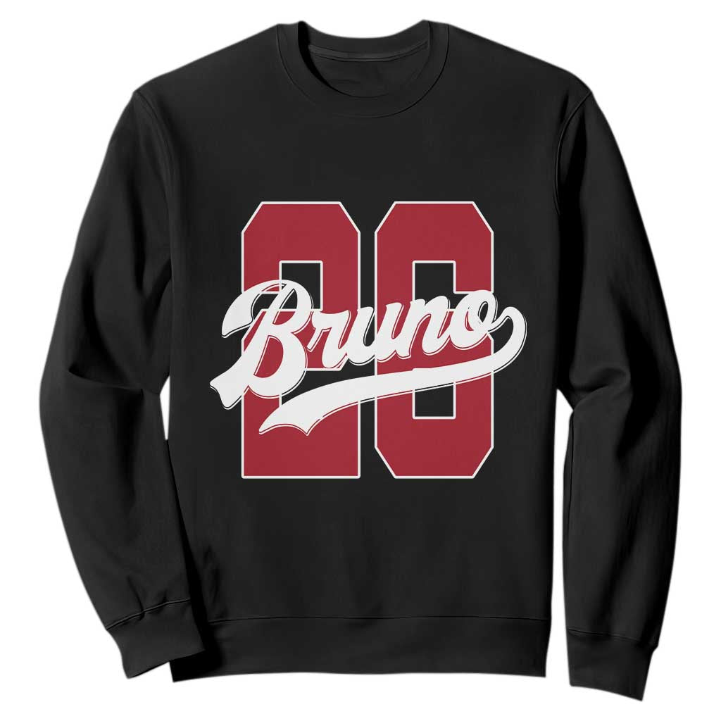Retro Bruno Baseball Script Sweatshirt Vintage Athletic Varsity Number Graphic