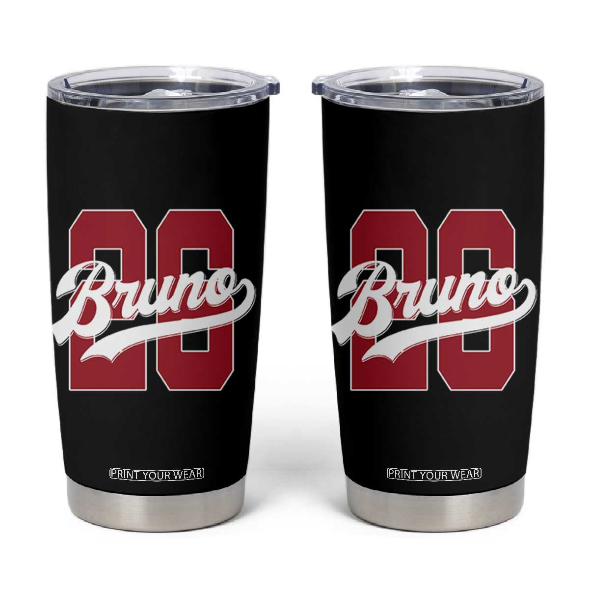 Retro Bruno Baseball Script Tumbler Cup Vintage Athletic Varsity Number Graphic