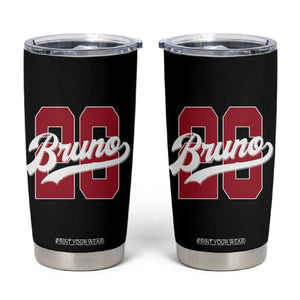 Retro Bruno Baseball Script Tumbler Cup Vintage Athletic Varsity Number Graphic