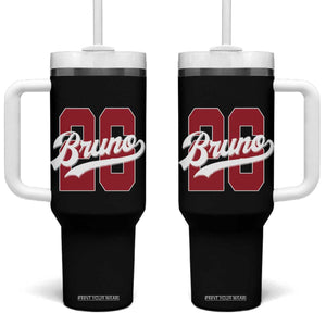Retro Bruno Baseball Script Tumbler With Handle Vintage Athletic Varsity Number Graphic