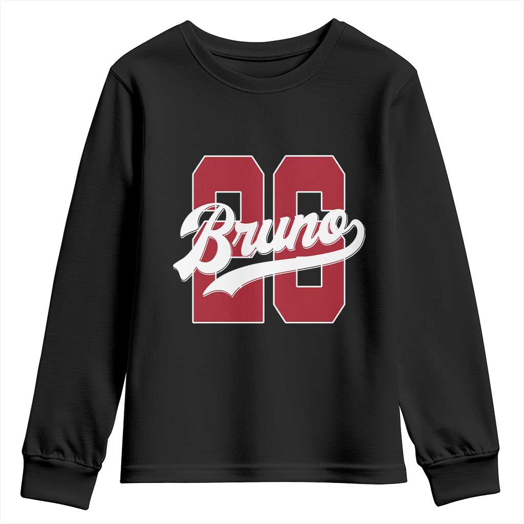 Retro Bruno Baseball Script Youth Sweatshirt Vintage Athletic Varsity Number Graphic