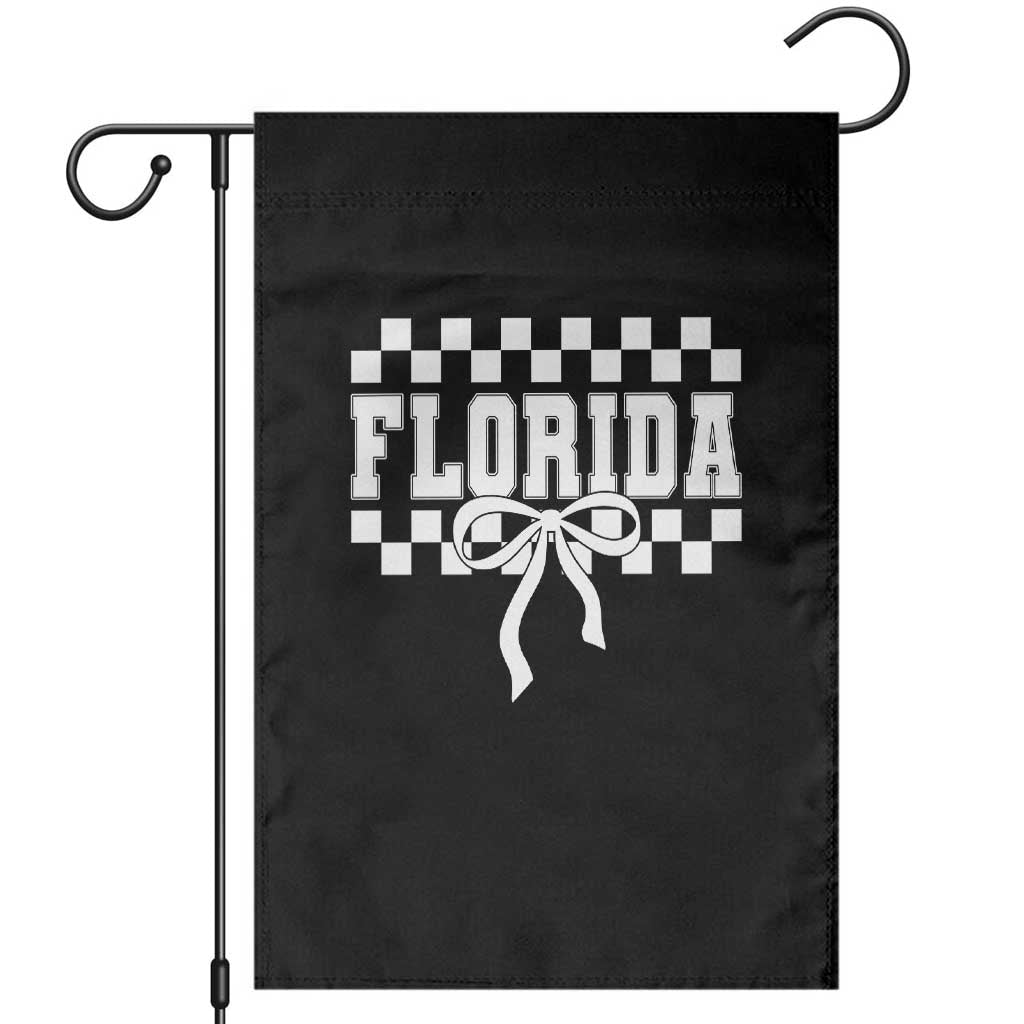 Florida Game Day Checkerboard Bow Coquette Garden Flag Retro State Pride Aesthetic