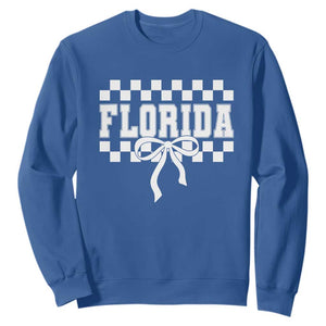 Florida Game Day Checkerboard Bow Coquette Sweatshirt Retro State Pride Aesthetic