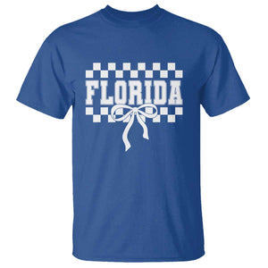 Florida Game Day Checkerboard Bow Coquette T Shirt Retro State Pride Aesthetic