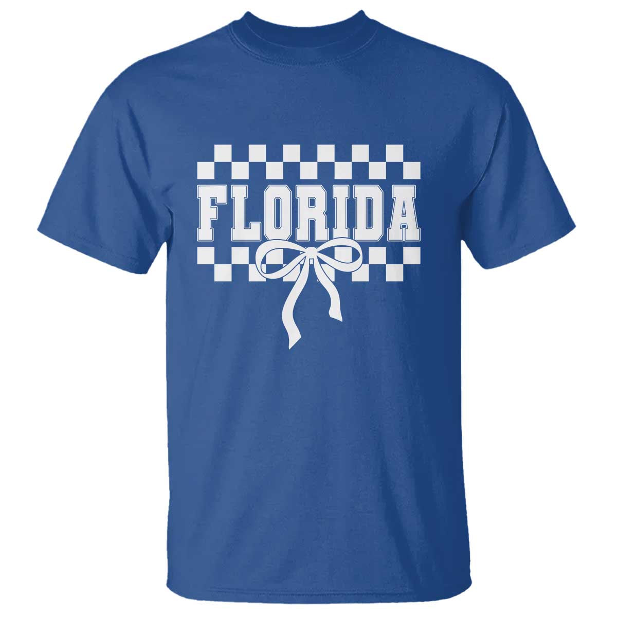 Florida Game Day Checkerboard Bow Coquette T Shirt Retro State Pride Aesthetic