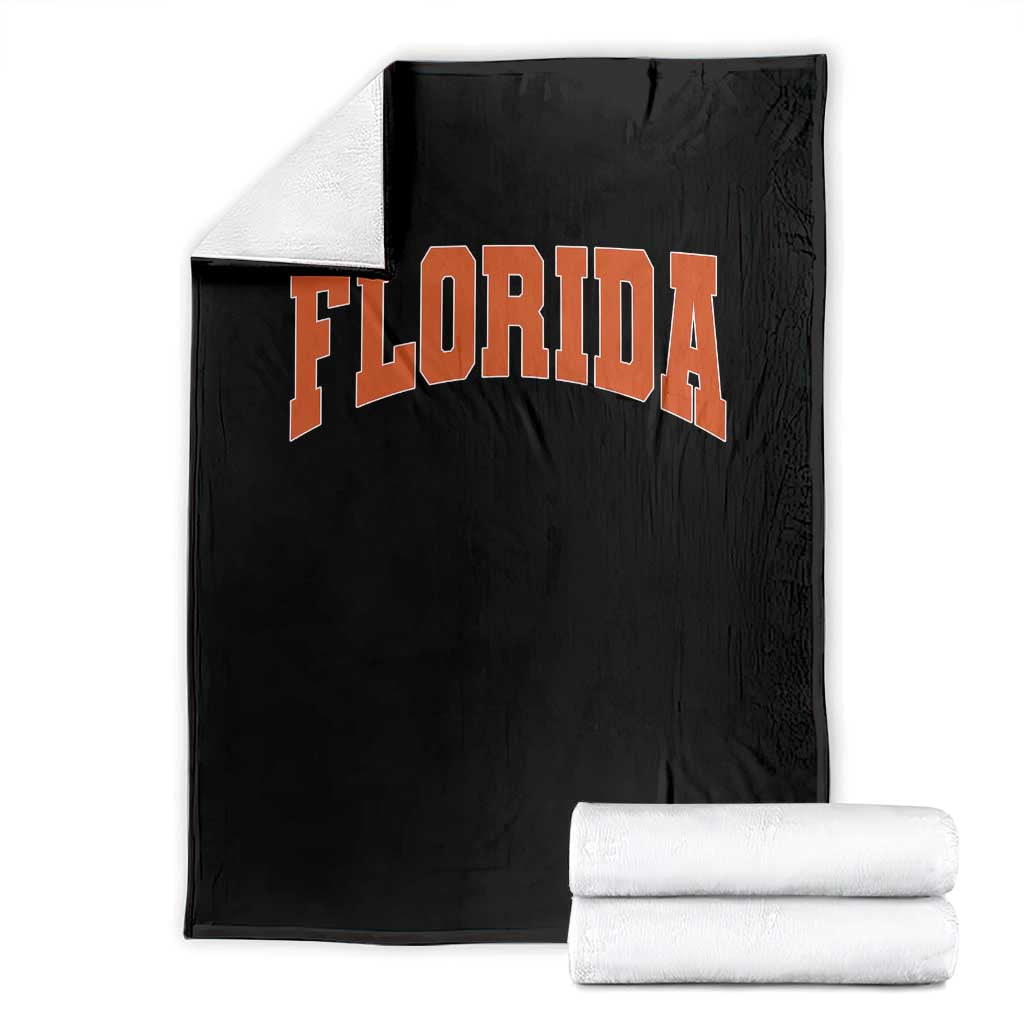 Florida Orange Varsity Game Day Throw Blanket Retro Southern Stadium Fan Aesthetic