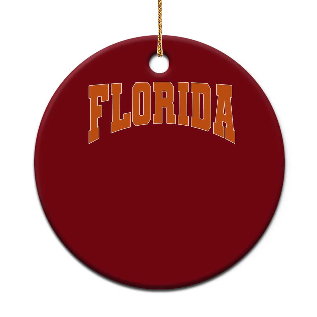 Florida Orange Varsity Game Day Ceramic Ornament Retro Southern Stadium Fan Aesthetic