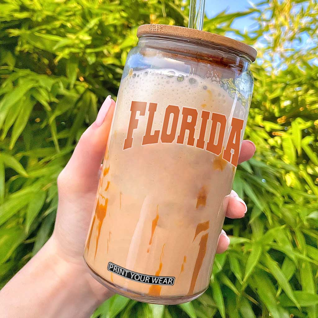 Florida Orange Varsity Game Day Glass Can Retro Southern Stadium Fan Aesthetic