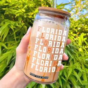 Florida Game Day Glass Can Retro State Pride Aesthetic