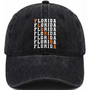 Florida Game Day Washed Cotton Baseball Cap Retro State Pride Aesthetic