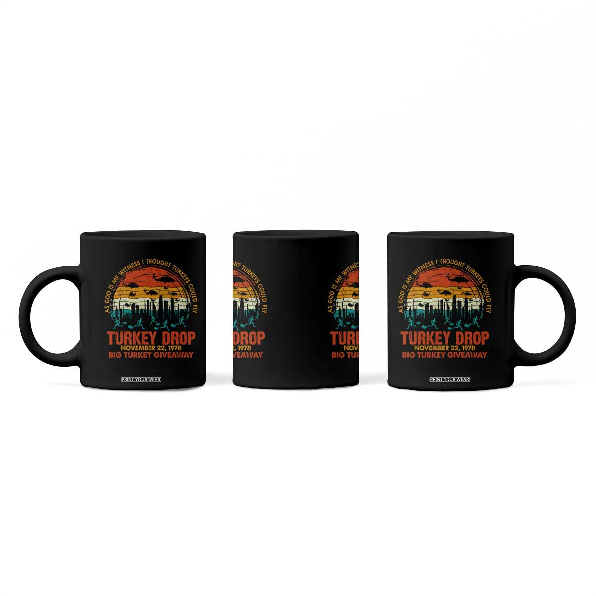 WKRP Turkey Drop Coffee Mug Funny Thanksgiving Day First Annual WKRP TS10 Print Your Wear