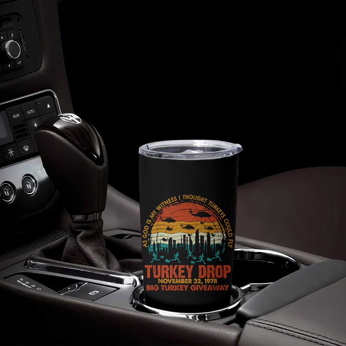 WKRP Turkey Drop Tumbler Cup Funny Thanksgiving Day First Annual WKRP TS10 Print Your Wear