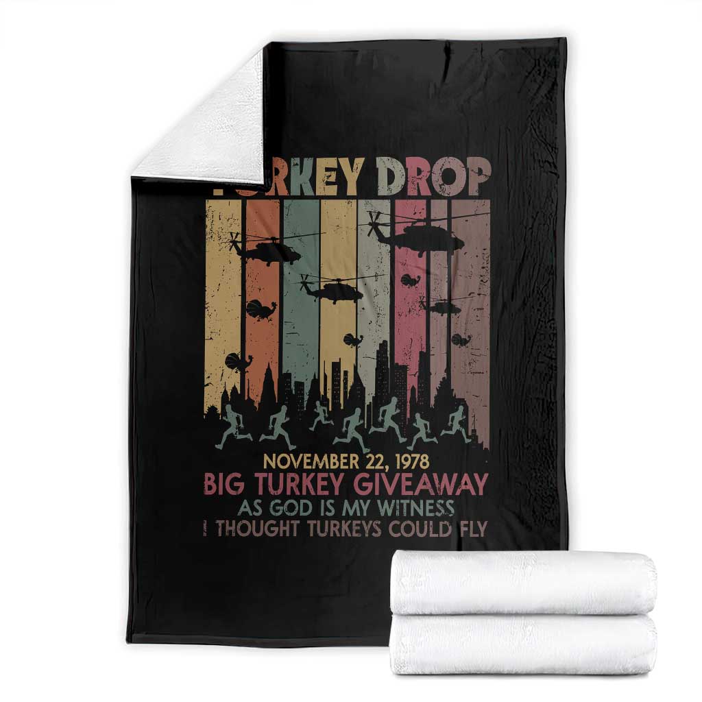WKRP Turkey Drop Throw Blanket Retro First Annual WKRP Funny Thanksgiving Day TS10 Black Print Your Wear