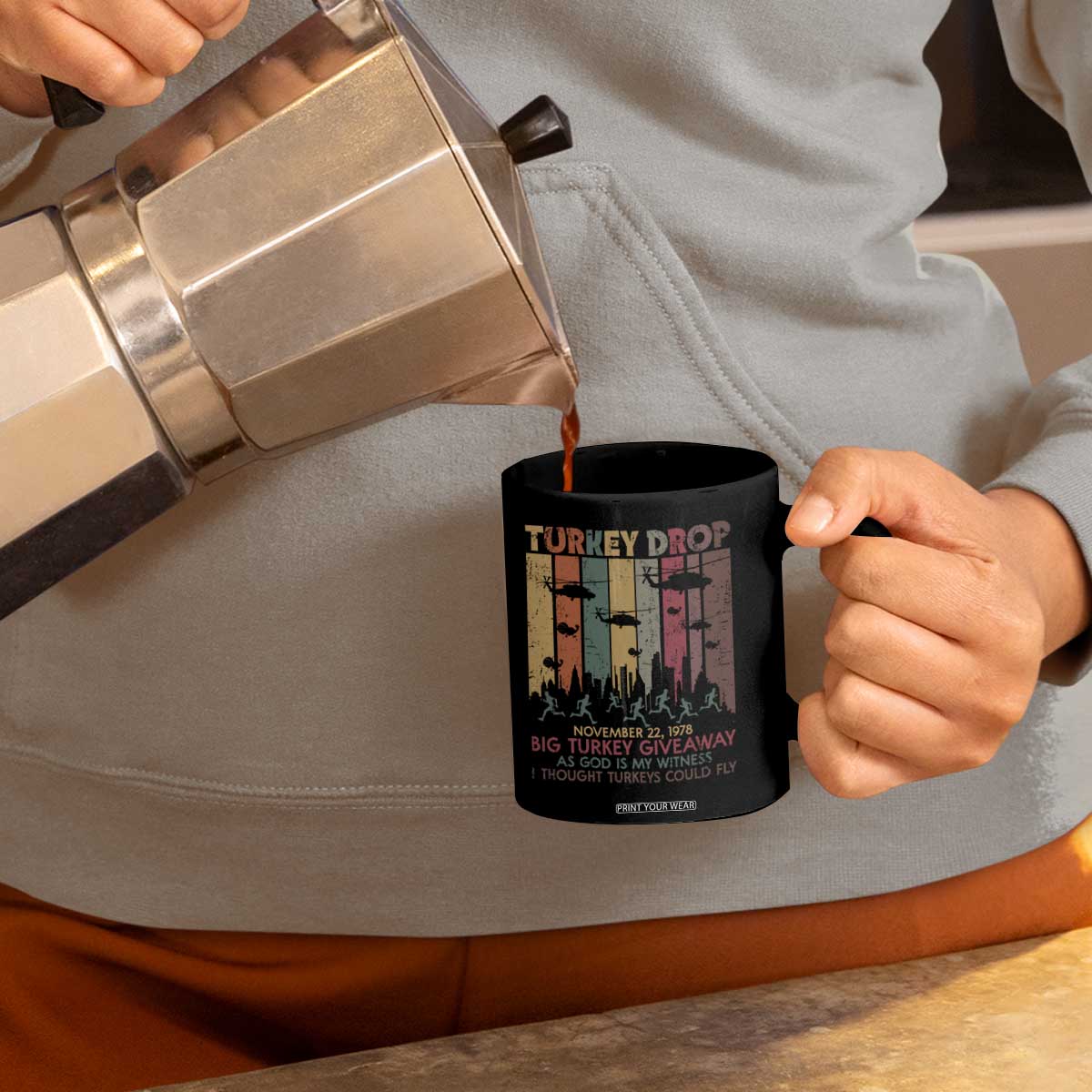 WKRP Turkey Drop Coffee Mug Retro First Annual WKRP Funny Thanksgiving Day TS10 Print Your Wear