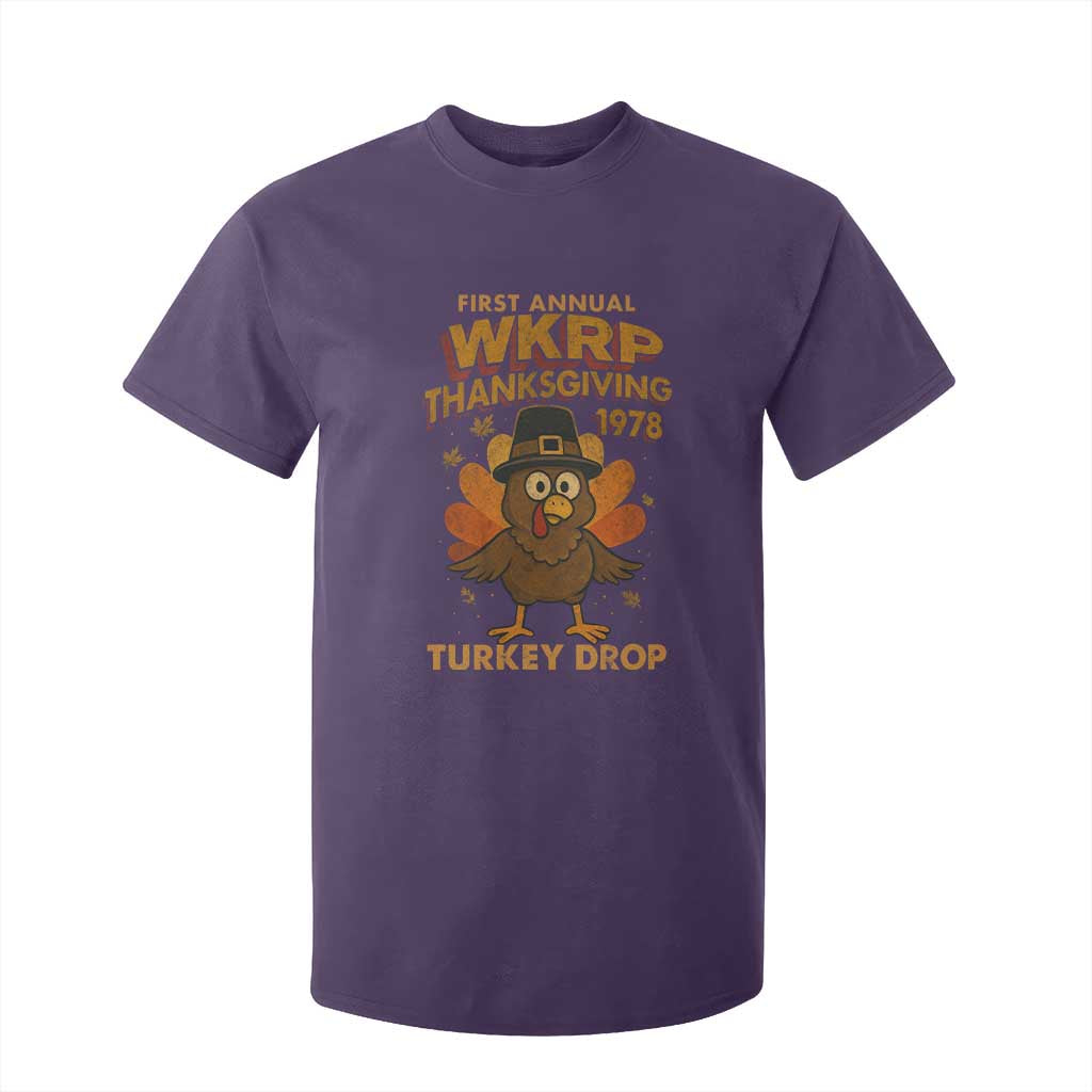 First Annual WKRP T Shirt For Kid Funny Thanksgiving Day WKRP Turkey Drop TS10 Purple Print Your Wear