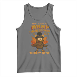 First Annual WKRP Tank Top Funny Thanksgiving Day WKRP Turkey Drop TS10 Black Heather Print Your Wear