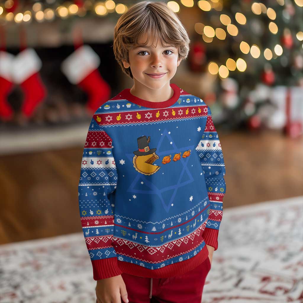Thanksgiving Video Game Hanukkah Ugly Sweater Pumpkin Pie Eating Turkey Gamer Patch Day TS10 Blue Red Print Your Wear
